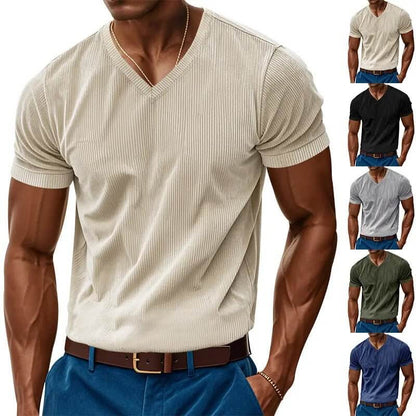 Men's V-Neck Short Sleeve Shirt – Loose Casual Everyday Tee