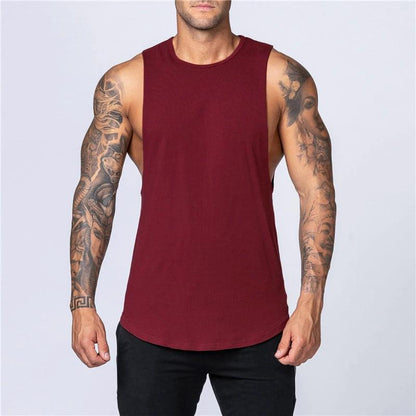 Men's Gym Clothing Summer Fitness Cotton Tank Top Men Jogging Bodybuilding Sleeveless Shirt Breathable O-Neck Casual Muscle Vest