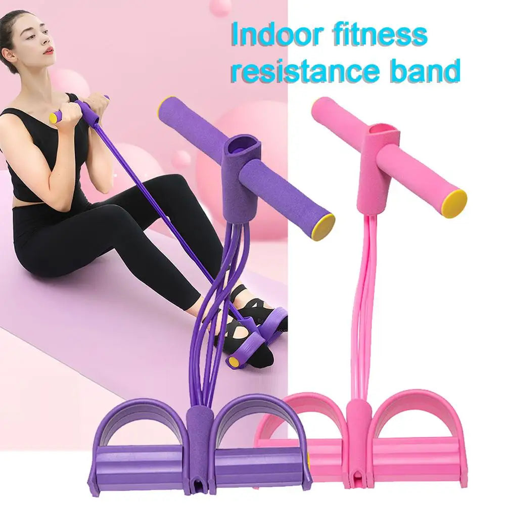 4/6-Tube Tensioner Multi-Functional Household Fitness Yoga Abdominal Strengthening Elastic Band Tension Rope Sit-Up Assistive