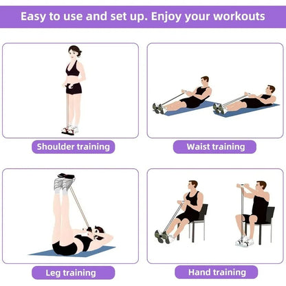 4/6-Tube Tensioner Multi-Functional Household Fitness Yoga Abdominal Strengthening Elastic Band Tension Rope Sit-Up Assistive